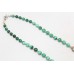 Women's Necklace 925 Sterling Silver beads green malachite stones P 400